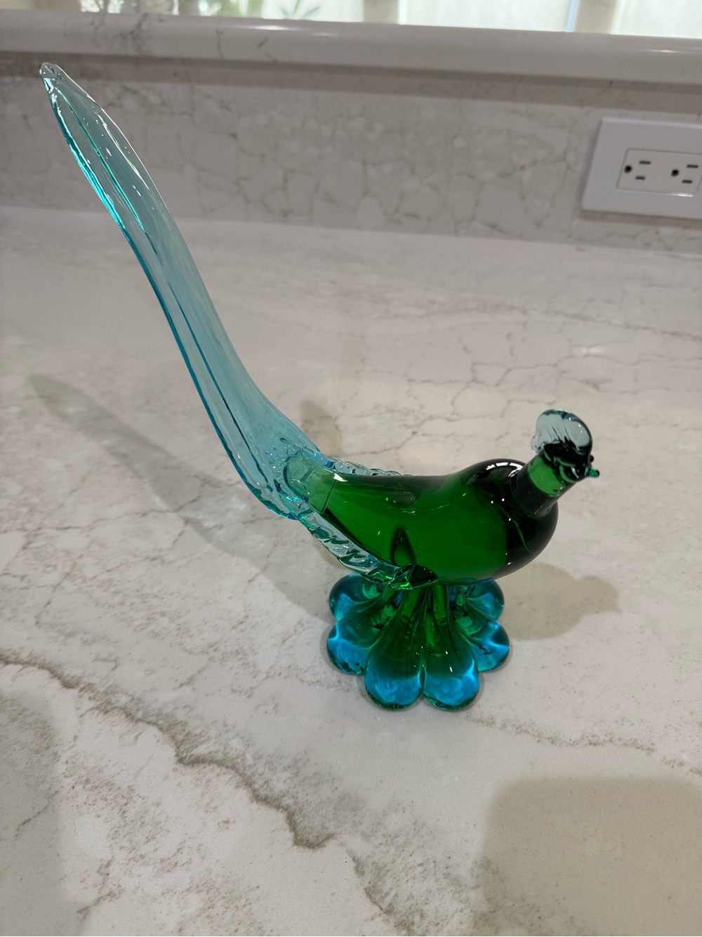 vintage mid-century Murano-style art glass pheasant figurine